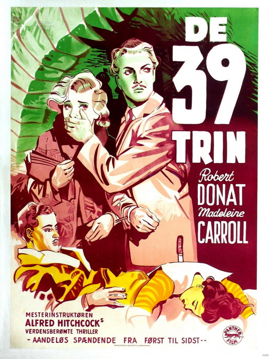 The 39 Steps Alfred Hitchcock Movie Vintage Wall Art Print Poster