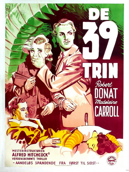 The 39 Steps Alfred Hitchcock Movie Vintage Wall Art Print Poster