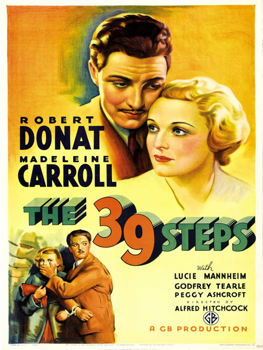 The 39 Steps Retro Classic Movie Vintage Wall Art Print Poster