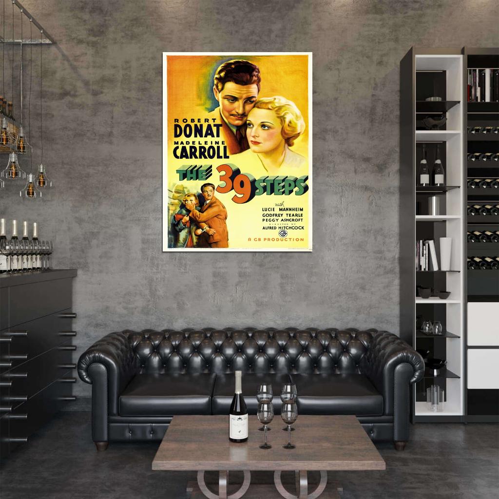 The 39 Steps Retro Classic Movie Vintage Wall Art Print Poster