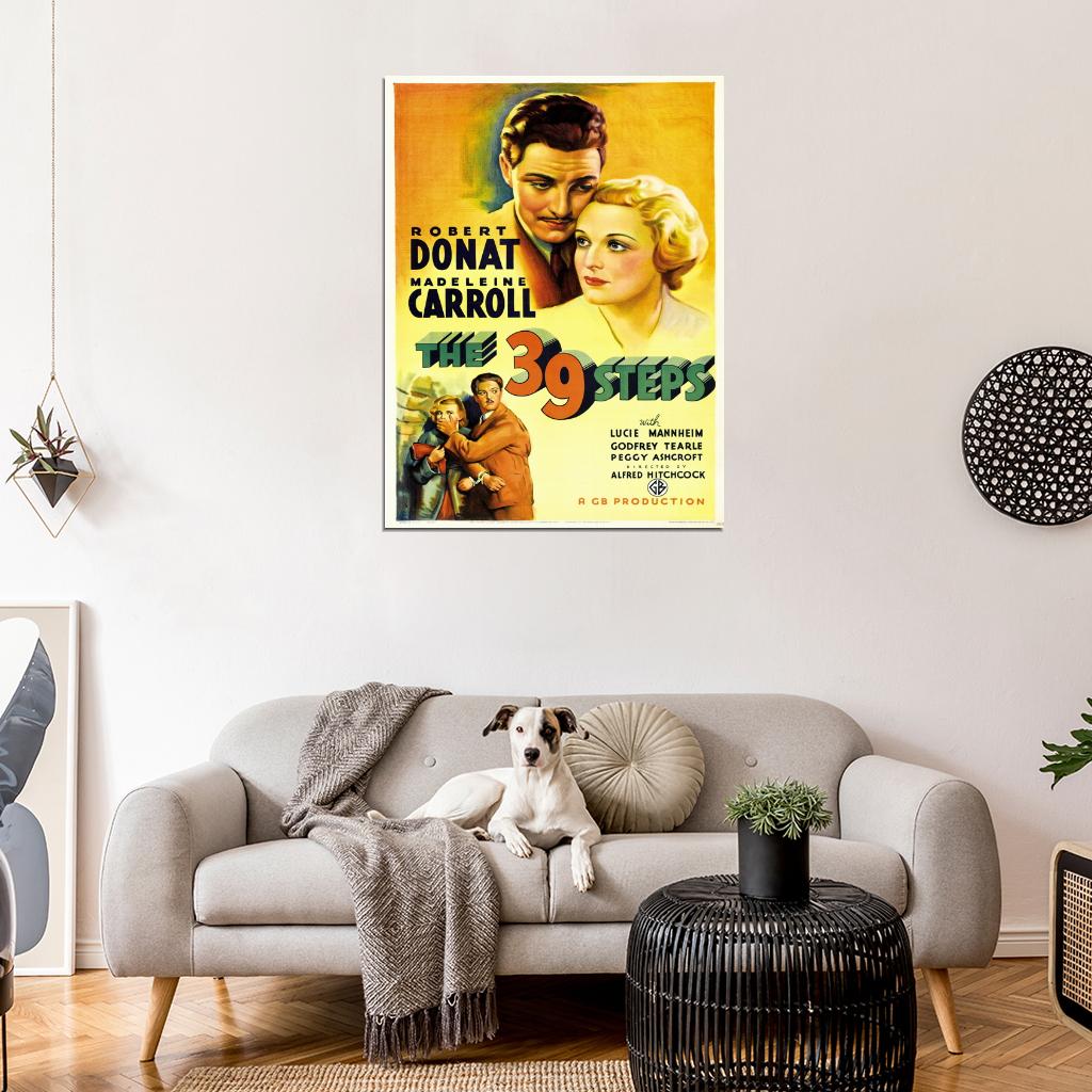 The 39 Steps Retro Classic Movie Vintage Wall Art Print Poster