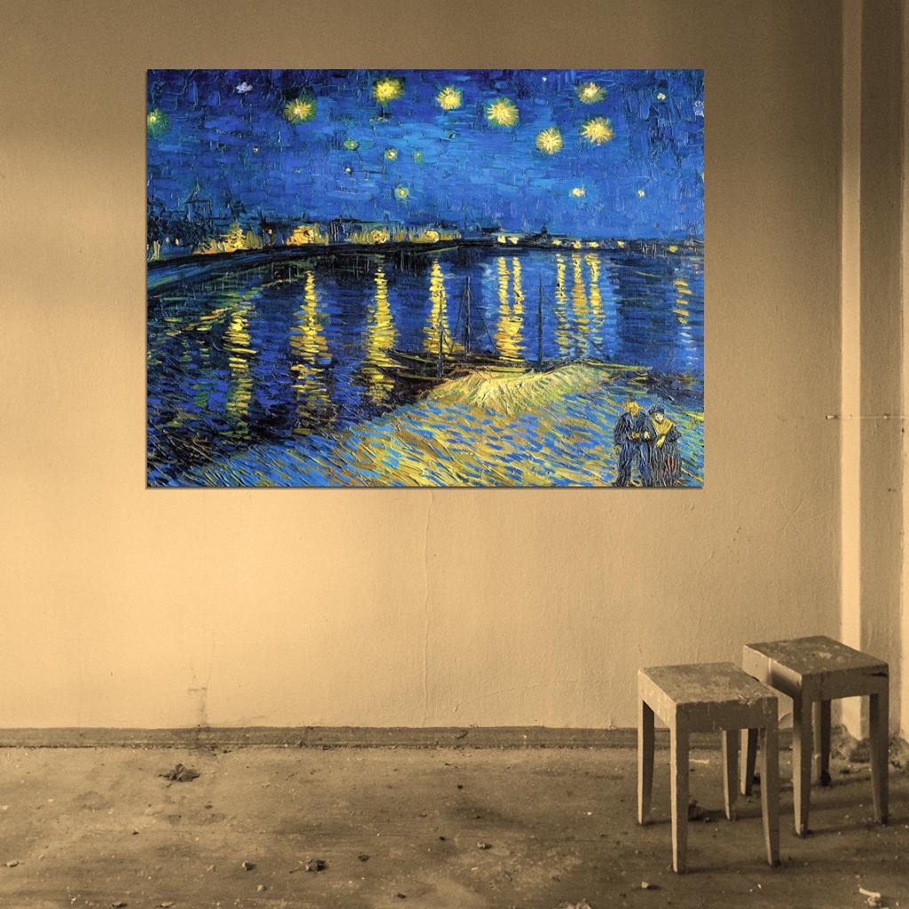 Starry Night Van Gogh Painting Retro Vintage Wall Art Print Poster