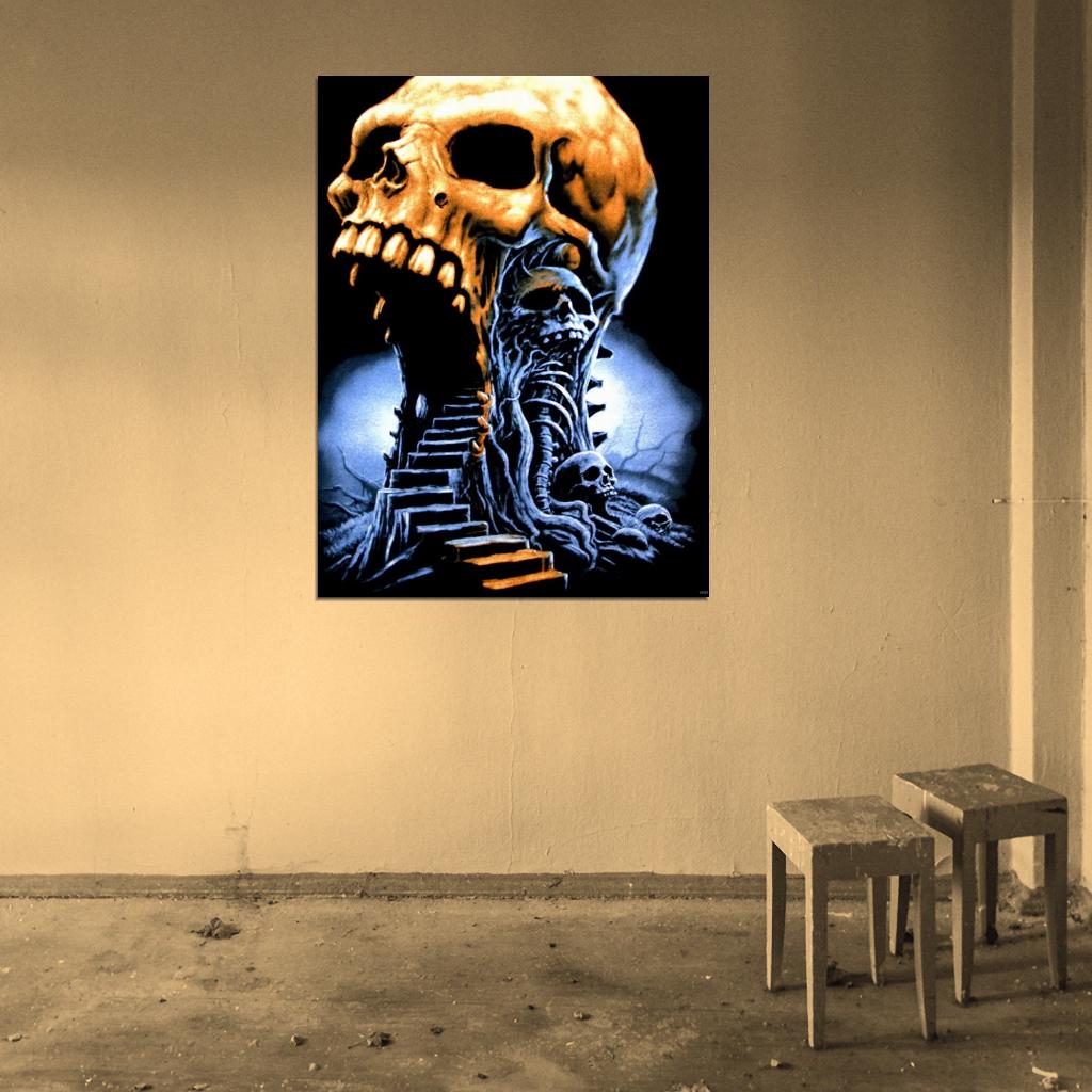 Skull Horror Hot Old Retro Vintage Wall Art Print Poster