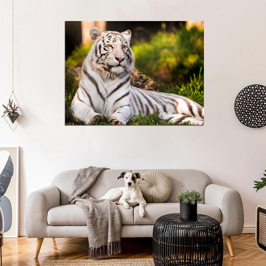 White Tiger Beautiful Animal Nature Wall Art Print Poster