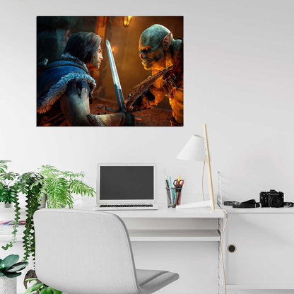 Middle-Earth Shadow Of Mordor Fight Video Game Wall Art Print Poster