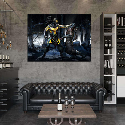 Mortal Kombat X Kotal Kahn Scorpion Fight Game Wall Art Print Poster