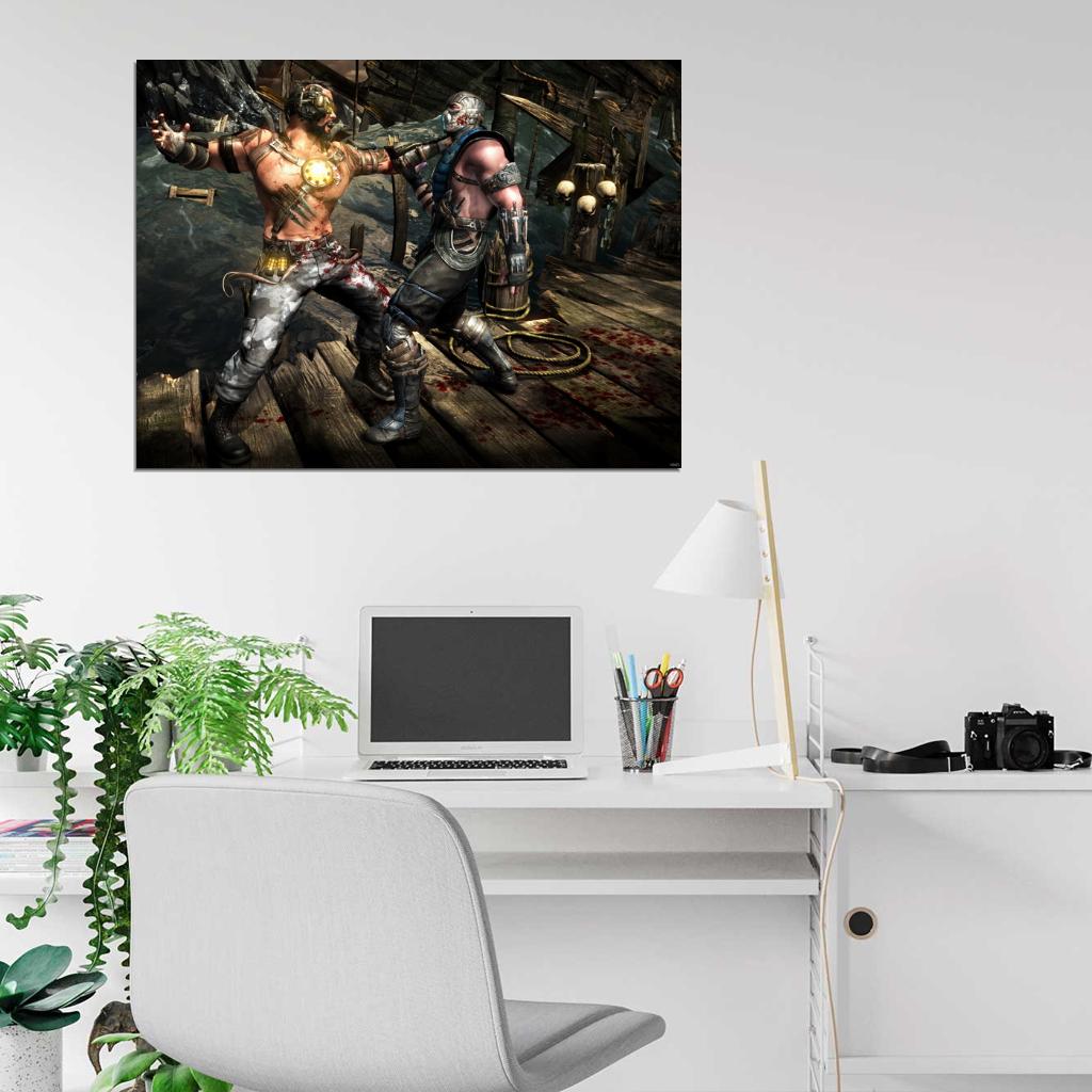 Mortal Kombat X Kano Sub-Zero Fight Video Game Wall Art Print Poster