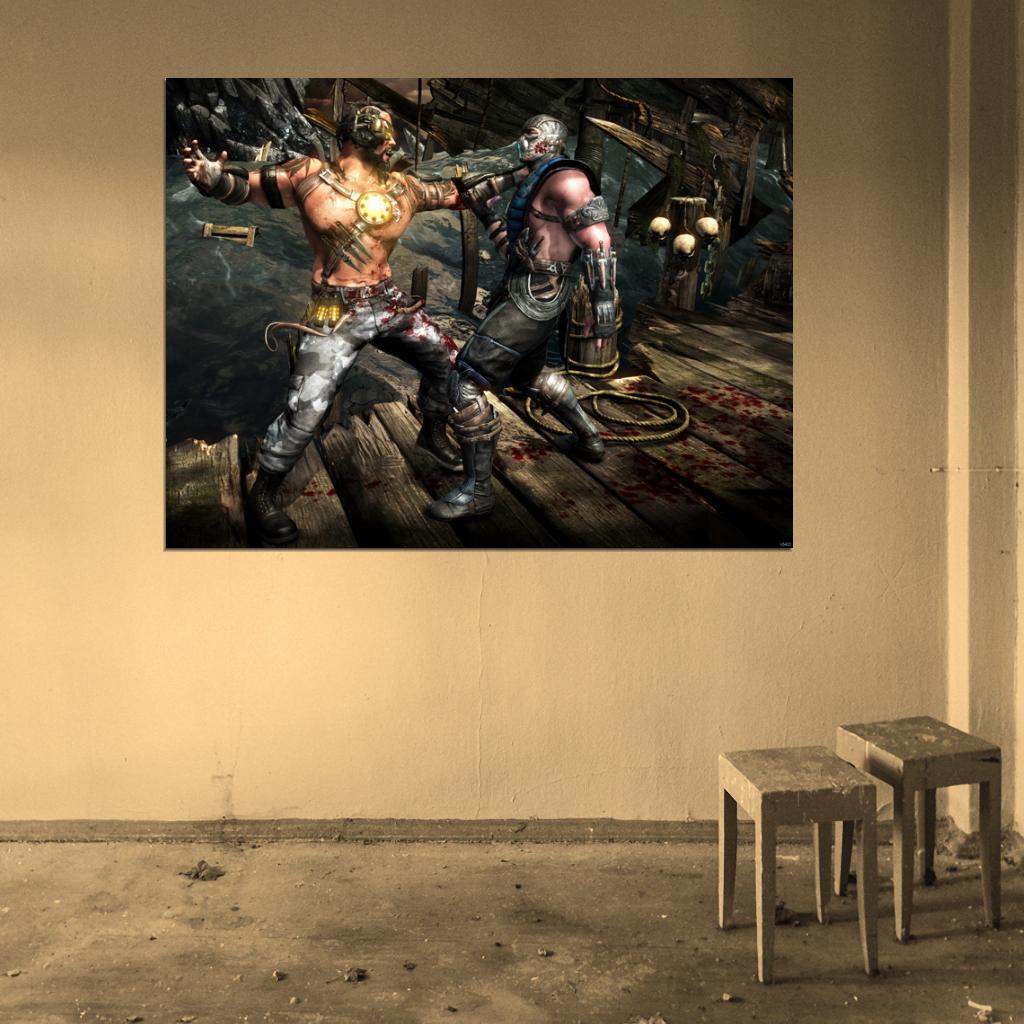Mortal Kombat X Kano Sub-Zero Fight Video Game Wall Art Print Poster
