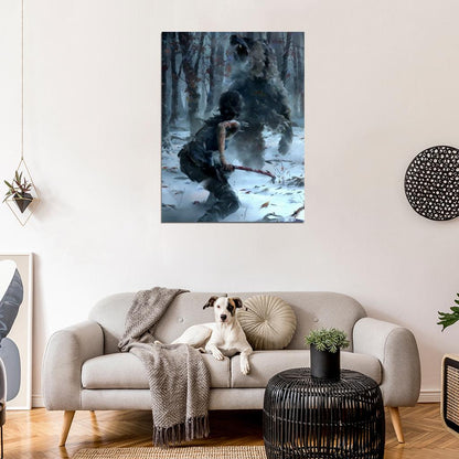 Rise Of The Tomb Raider Fight Awesome Bear Wall Art Print Poster