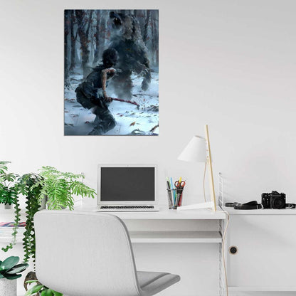 Rise Of The Tomb Raider Fight Awesome Bear Wall Art Print Poster