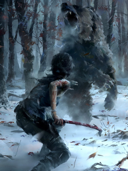 Rise Of The Tomb Raider Fight Awesome Bear Wall Art Print Poster
