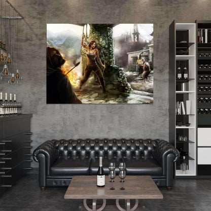 Tomb Raider Awesome Fight Video Game Wall Art Print Poster