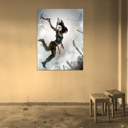 Tomb Raider Lara Fight Video Game Wall Art Print Poster