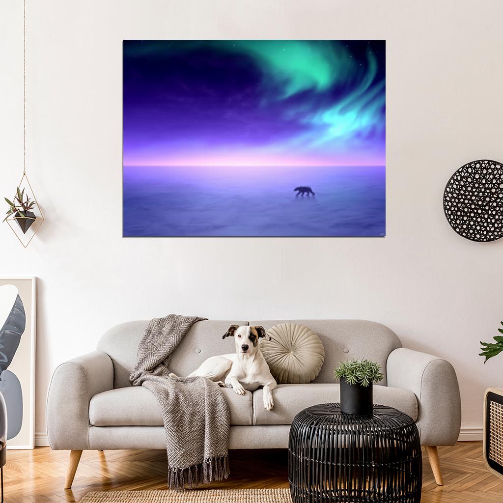 Arctic Lights Aurora Polar Bears Nature Wall Art Print Poster