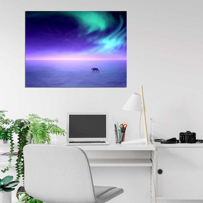 Arctic Lights Aurora Polar Bears Nature Wall Art Print Poster