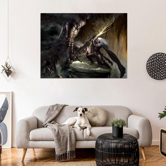 Fantasy Elf Monster Fight Battle Art Wall Art Print Poster