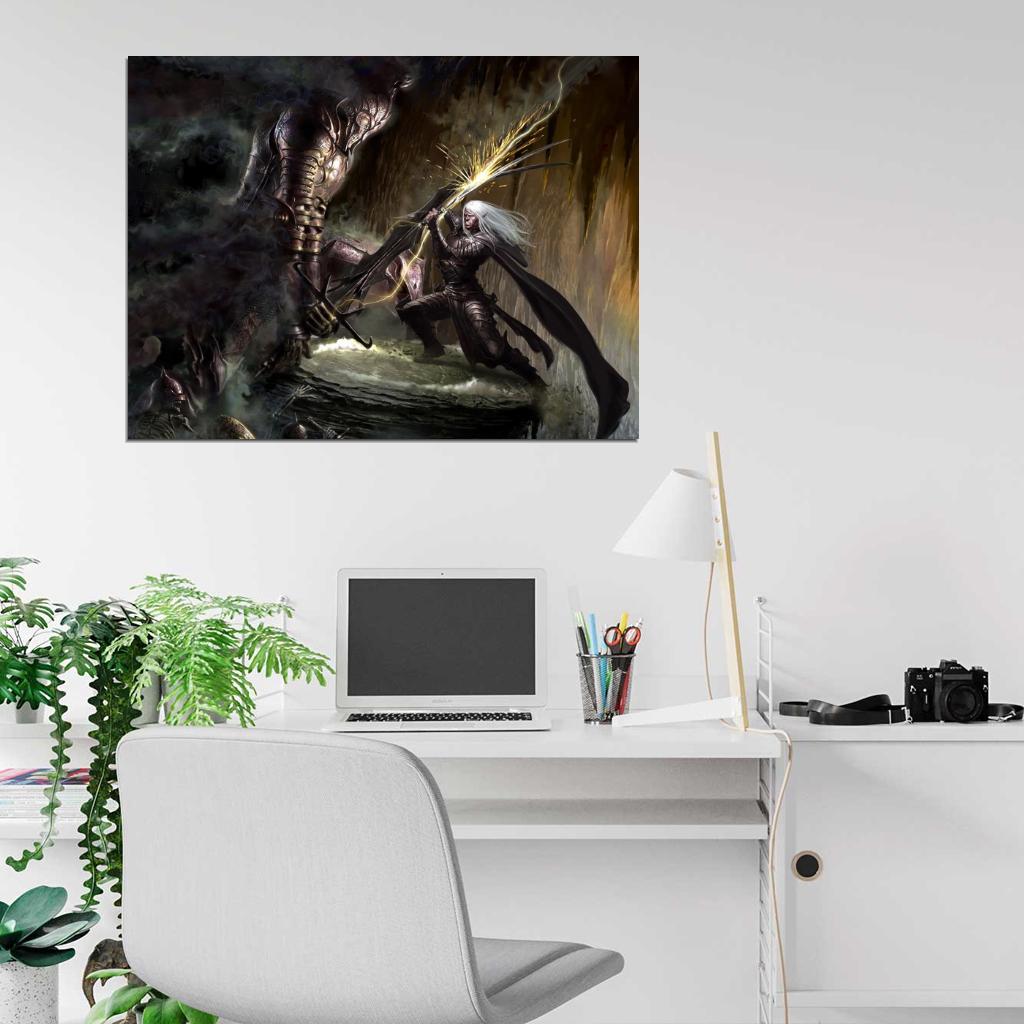 Fantasy Elf Monster Fight Battle Art Wall Art Print Poster