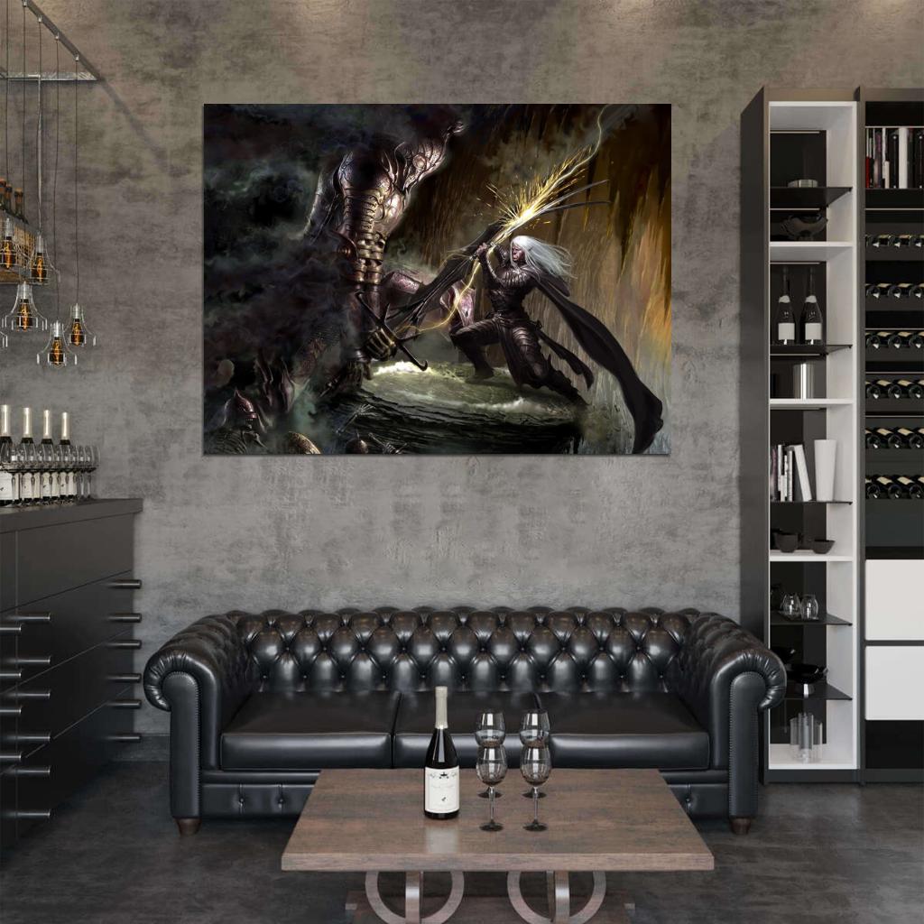 Fantasy Elf Monster Fight Battle Art Wall Art Print Poster