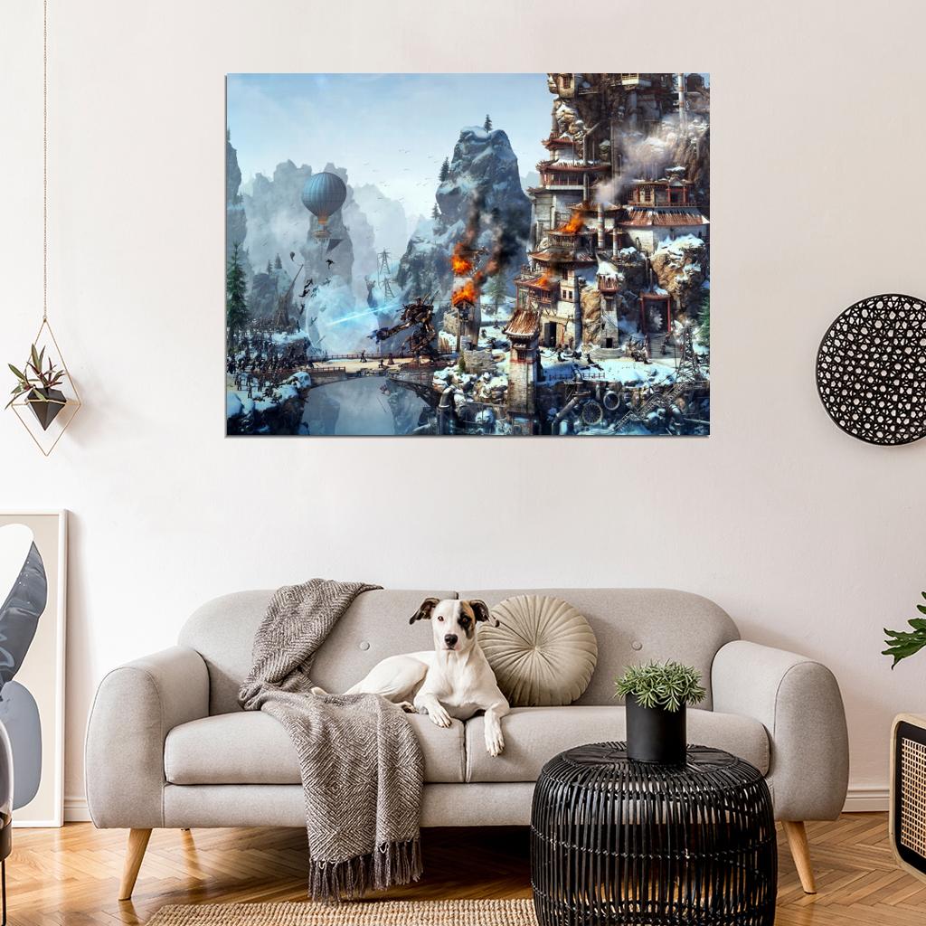 Steam Battle Fight Landscape Video Game Wall Art Print Poster