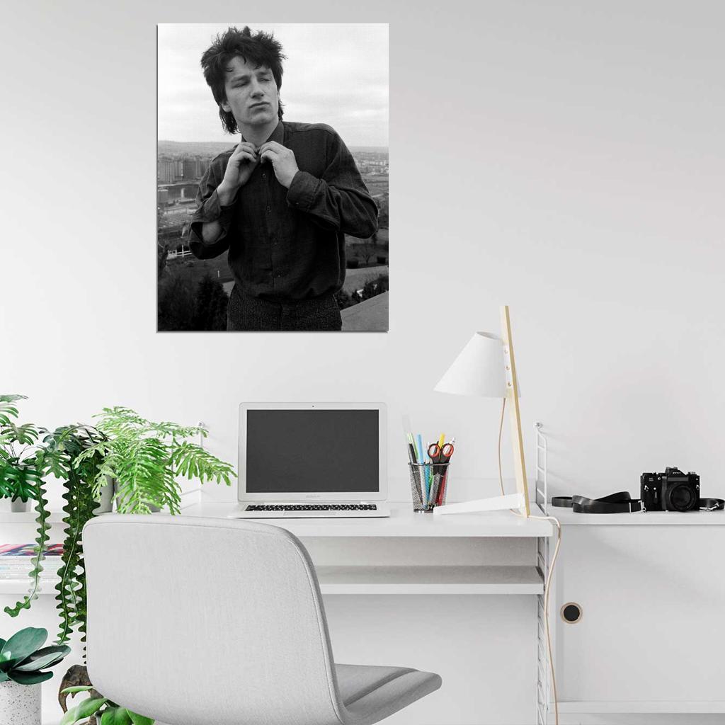 U2 Bono Rock Music Band Retro Vintage BW Wall Art Print Poster