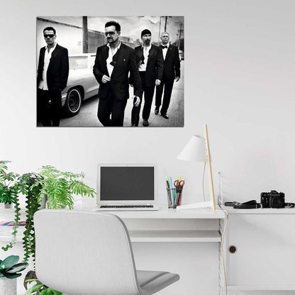 U2 Rock Music Band Group BW Wall Art Print Poster
