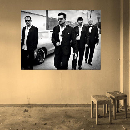 U2 Rock Music Band Group BW Wall Art Print Poster