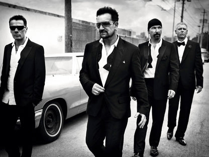 U2 Rock Music Band Group BW Wall Art Print Poster