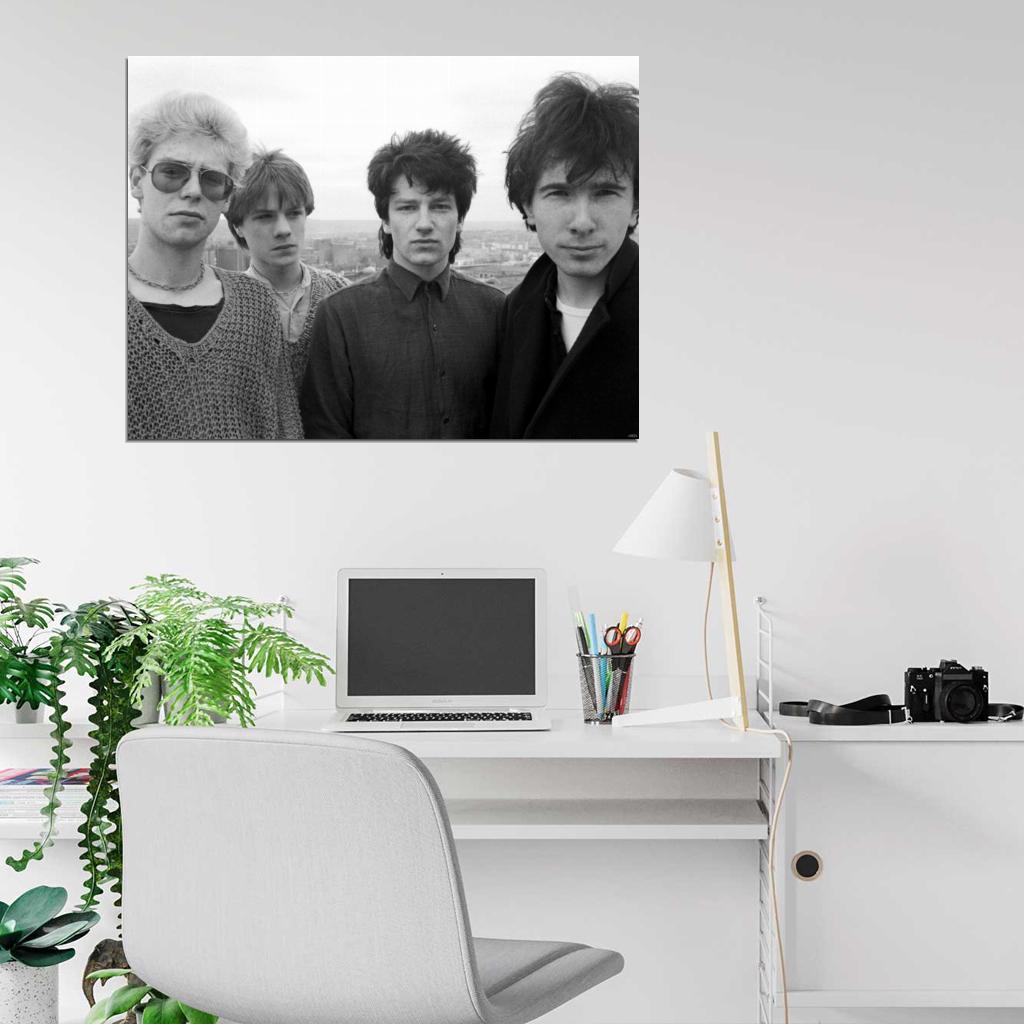 U2 Rock Band Music Classic Vintage BW Wall Art Print Poster