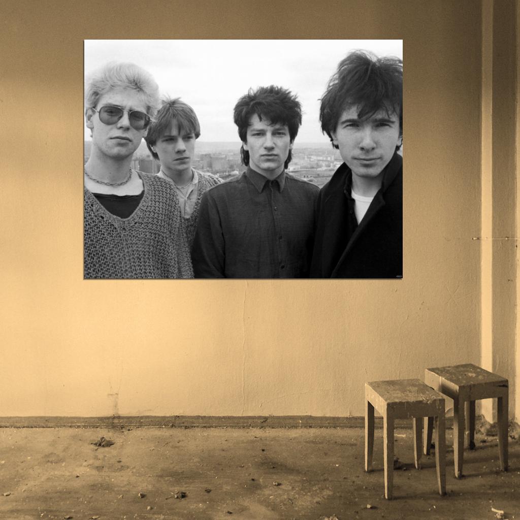 U2 Rock Band Music Classic Vintage BW Wall Art Print Poster