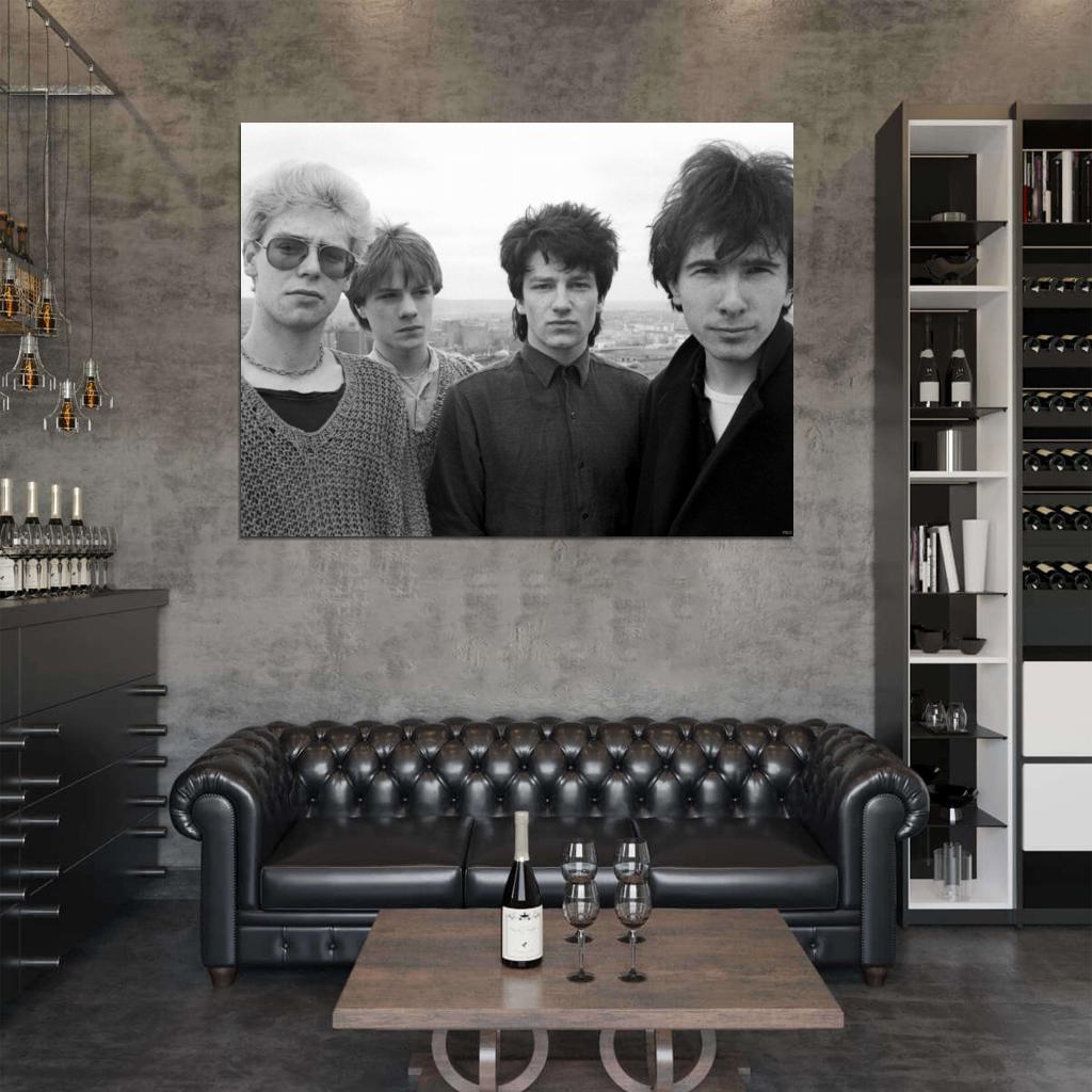 U2 Rock Band Music Classic Vintage BW Wall Art Print Poster