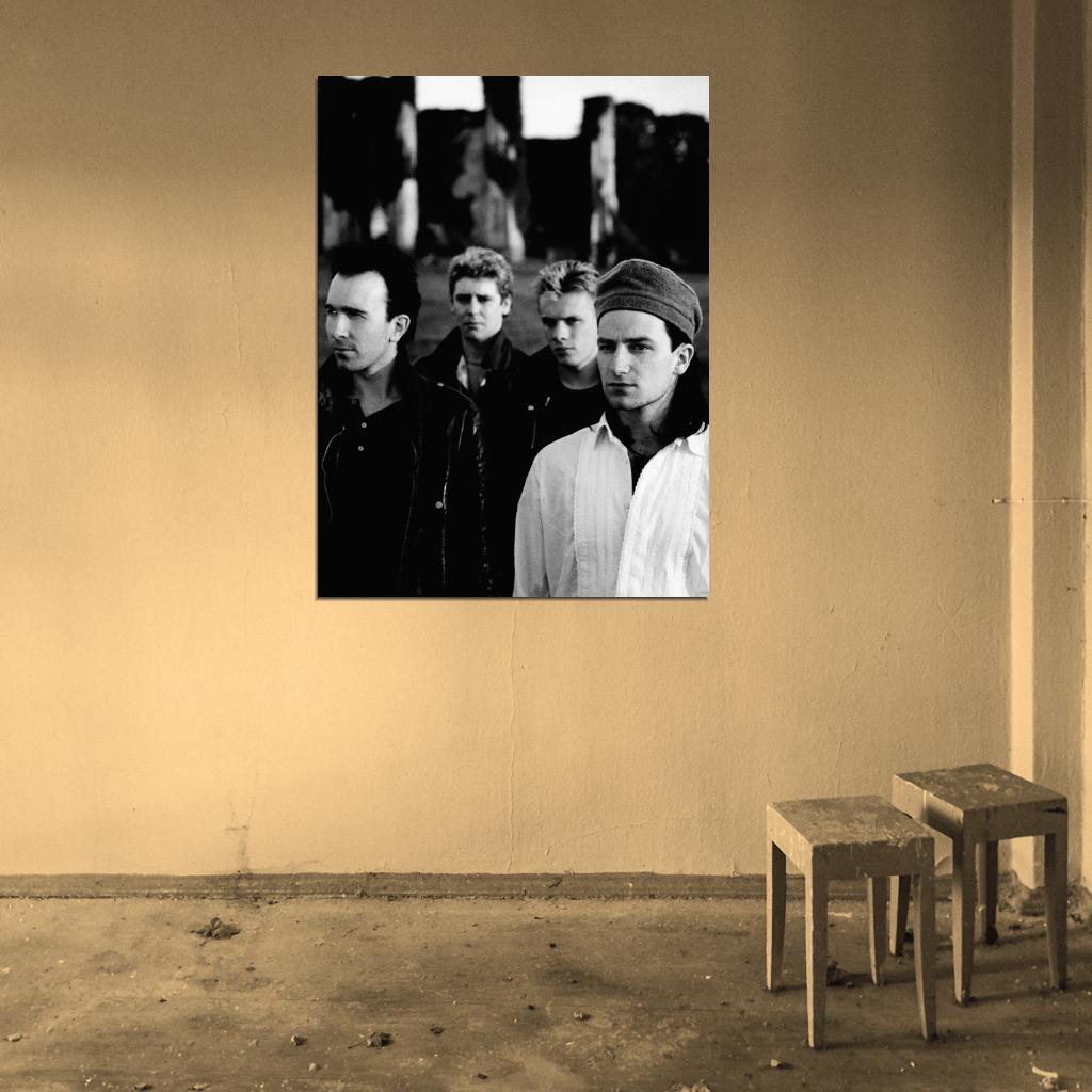 U2 Rock Music Band Vintage Classic BW Wall Art Print Poster