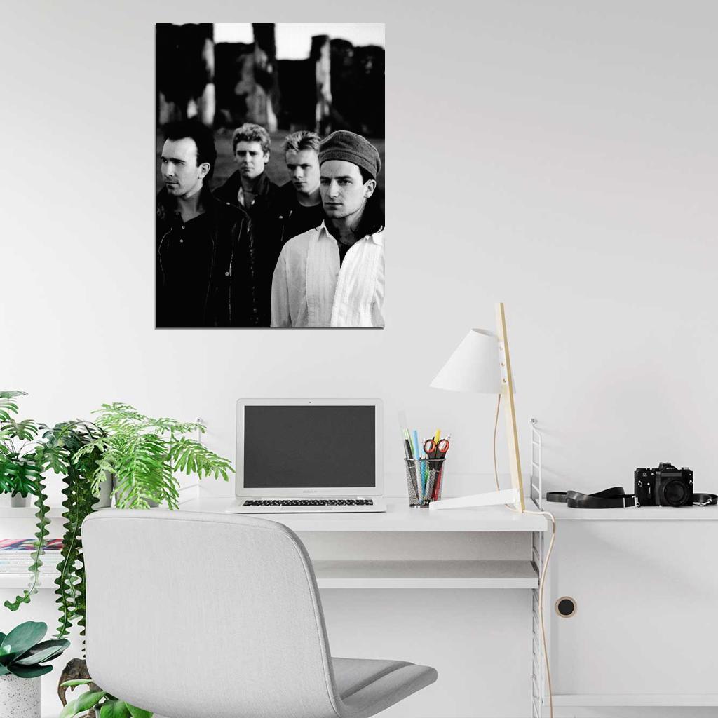 U2 Rock Music Band Vintage Classic BW Wall Art Print Poster