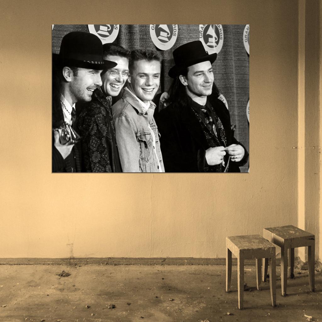 U2 Rock Band Music Vintage Classic BW Wall Art Print Poster