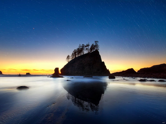 Beautiful Lake Rock Stars Night Evening Nature Wall Decor Room Print Poster
