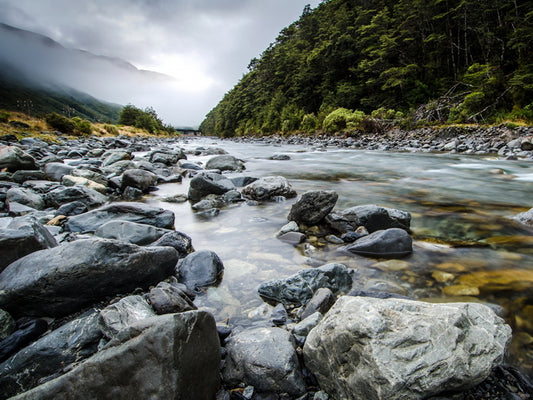 River Rocks Hills New Zealand Beautiful Nature Wall Decor Room Print Poster