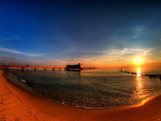 Pier Sunset Seashore Beach Beautiful Nature Wall Decor Room Print Poster