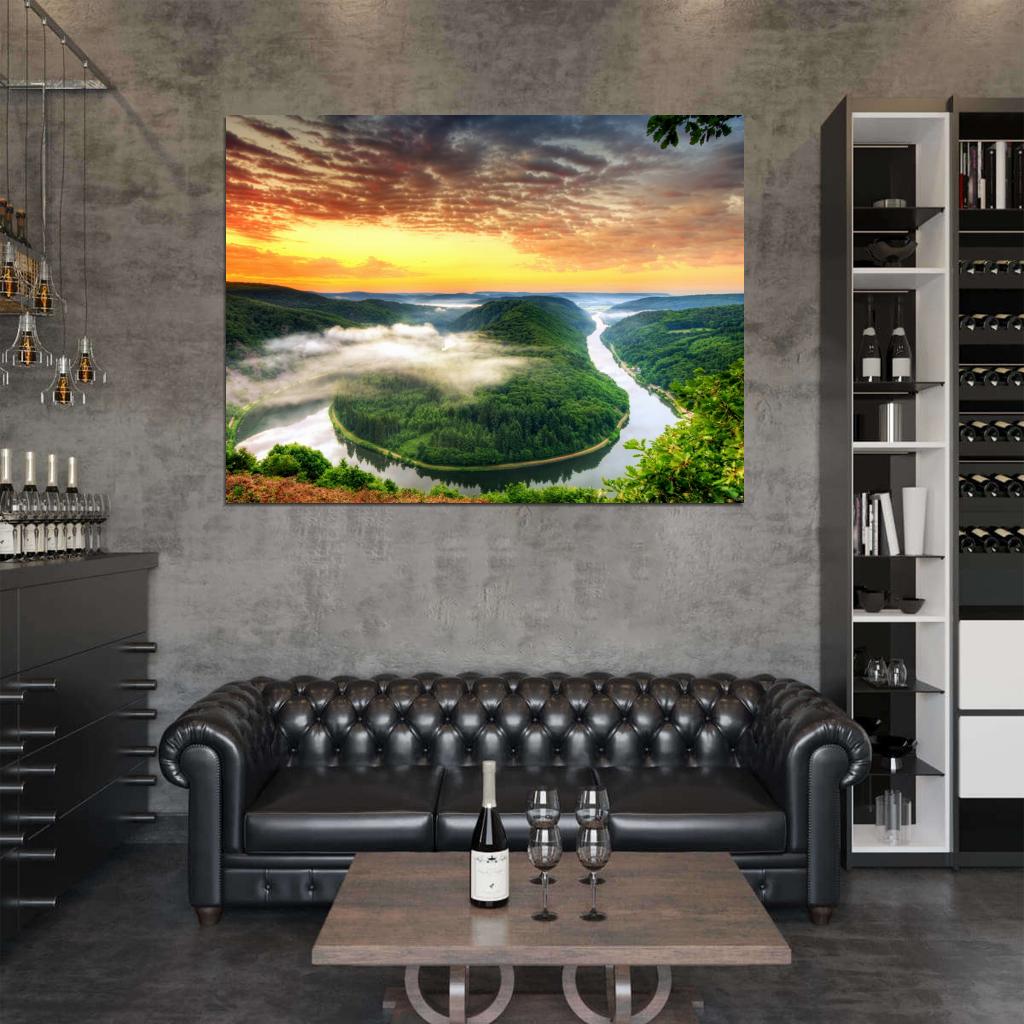 Landscape Sunset River Valley Beautiful Nature Wall Decor Room Print Poster