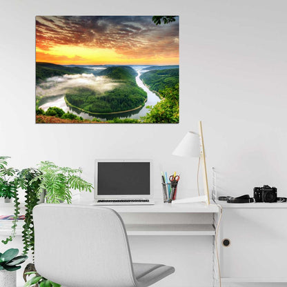 Landscape Sunset River Valley Beautiful Nature Wall Decor Room Print Poster