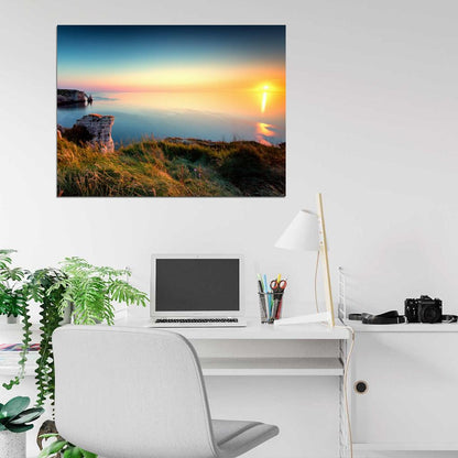 Sunset Shore Cliffs Sea Beautiful Nature Wall Decor Room Print Poster