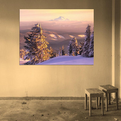 Snow Hills Forest Mountain Beautiful Nature Wall Decor Room Print Poster