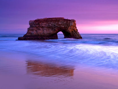Purple Sunset Sea Stone Rock Beautiful Nature Wall Decor Room Print Poster