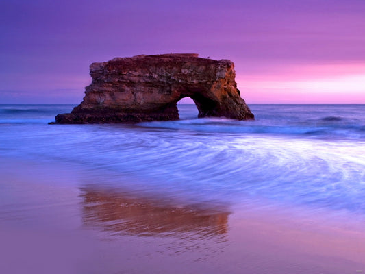 Purple Sunset Sea Stone Rock Beautiful Nature Wall Decor Room Print Poster