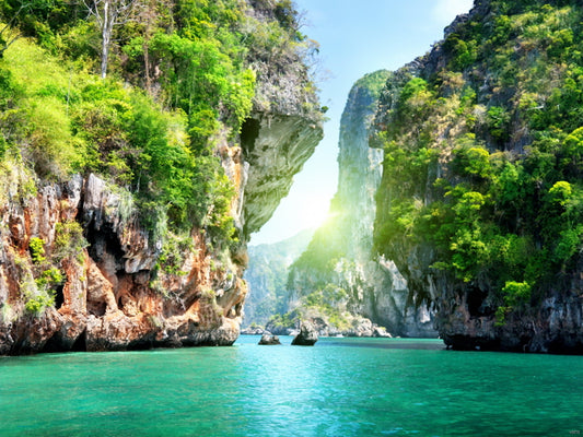 Tropical Emerald River Cliffs Rocks Beautiful Wall Decor Room Print Poster