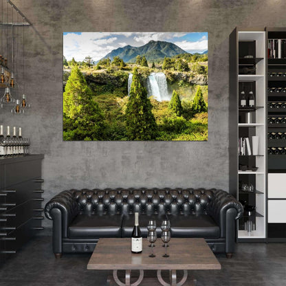 Waterfall Forest Mountains Beautiful Nature Wall Decor Room Print Poster
