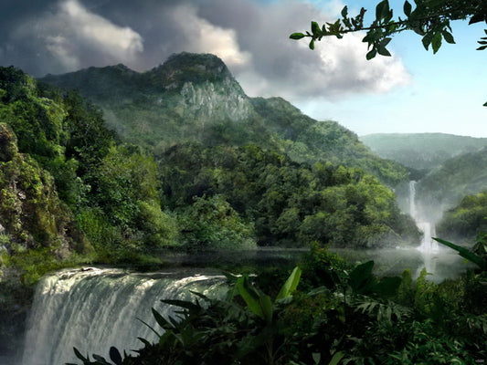 Waterfall Tropical Jungle Beautiful Nature Wall Decor Room Print Poster