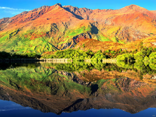 Mountain Lake Reflection Hill Beautiful Nature Wall Decor Room Print Poster