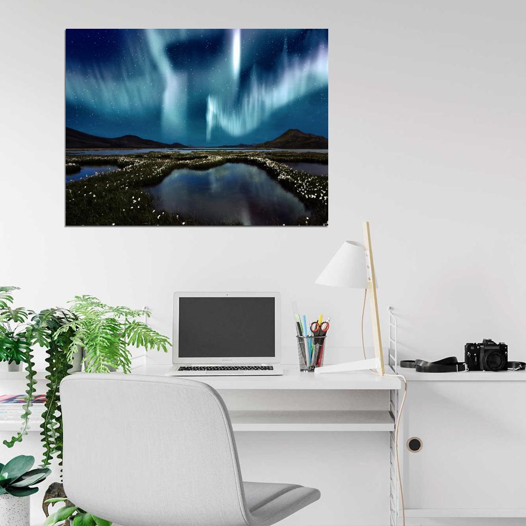 Aurora Borealis Northern Lights Night Stars Wall Decor Room Print Poster