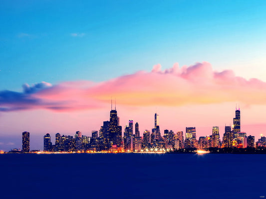 Chicago Skyline Night Lights Lake Beautiful Wall Decor Room Print Poster