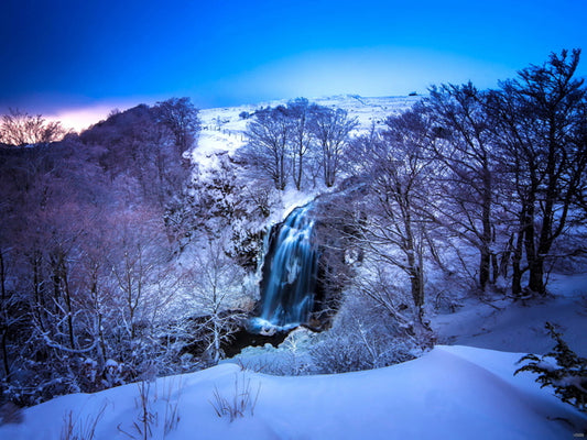 Snow Winter Waterfall Forest River Beautiful Wall Decor Room Print Poster