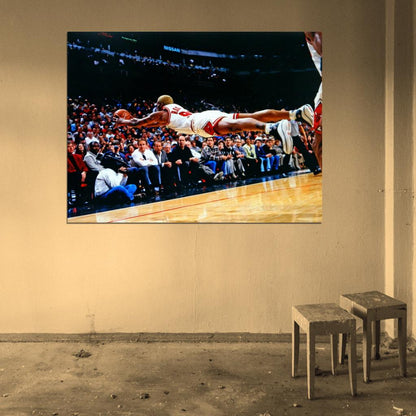 Dennis Rodman Jump Save Rebound Wall Art Print Poster